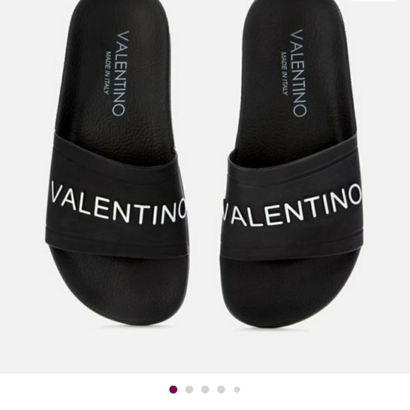 Valentino Women's Black Logo Slide Sandals - Picture 1 of 5